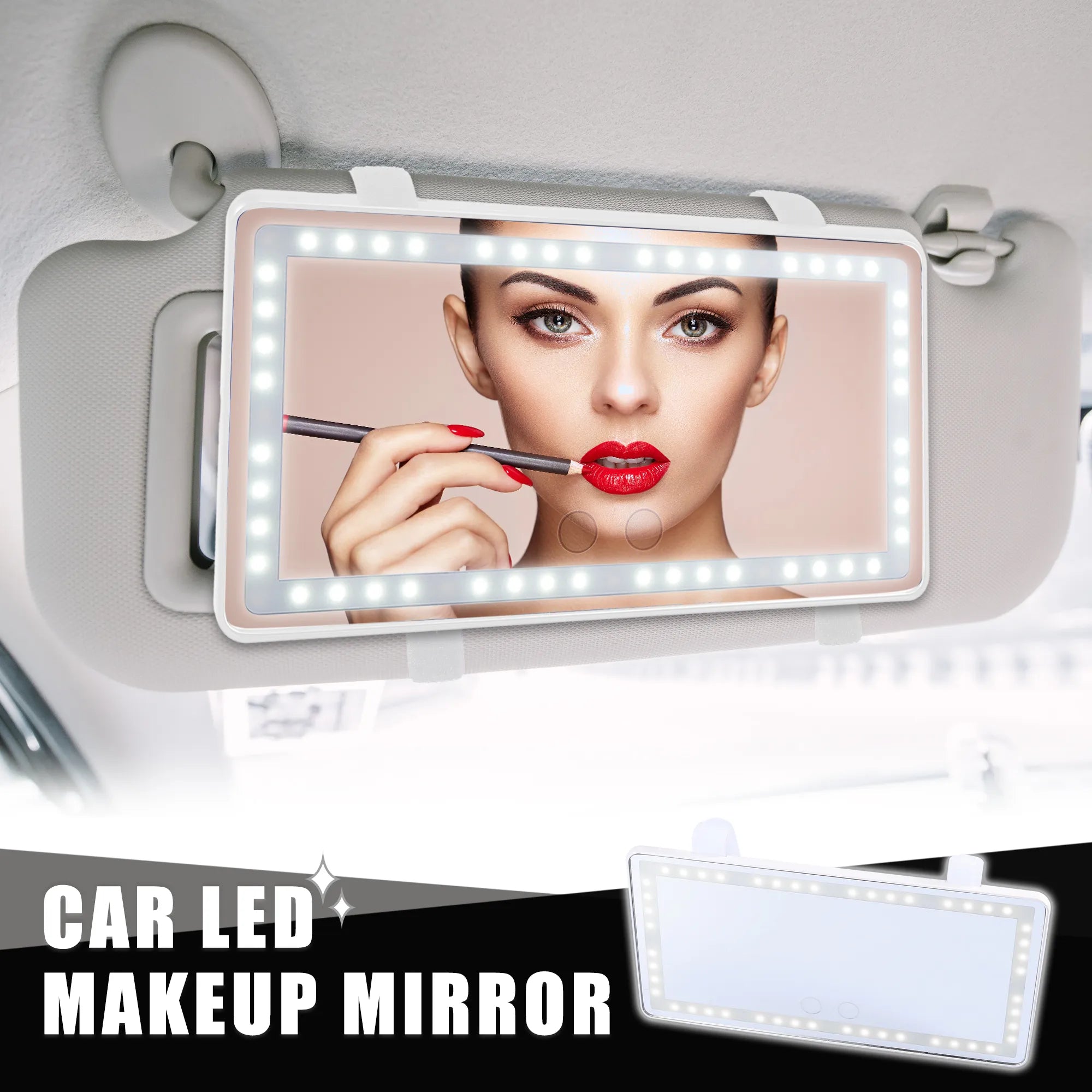 ESPEJO DE MAQUILLAJE CON LUZ LED PARA CARRO – shekiishop